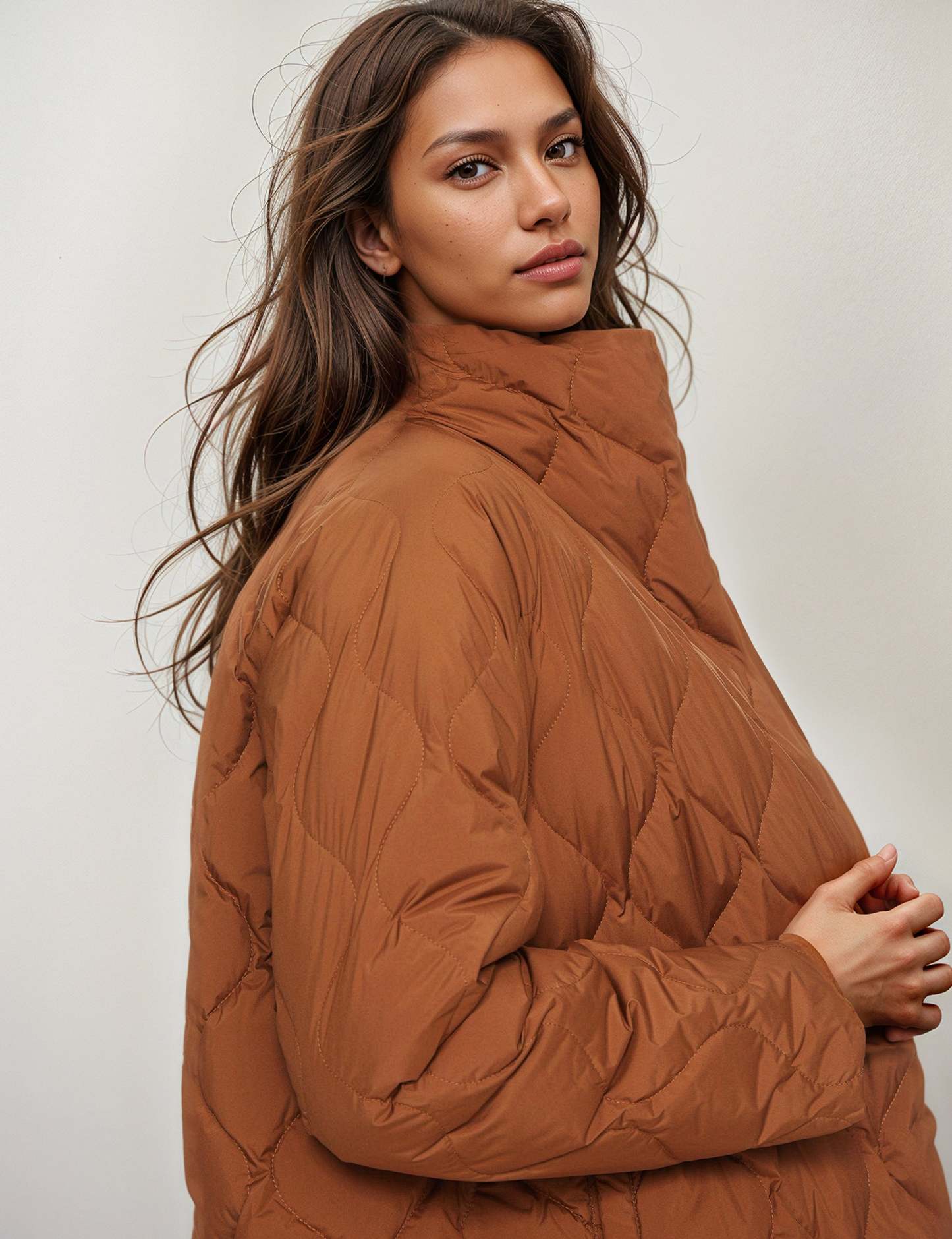 Oversized Quilted Puffer Jacket Lightweight with Pockets