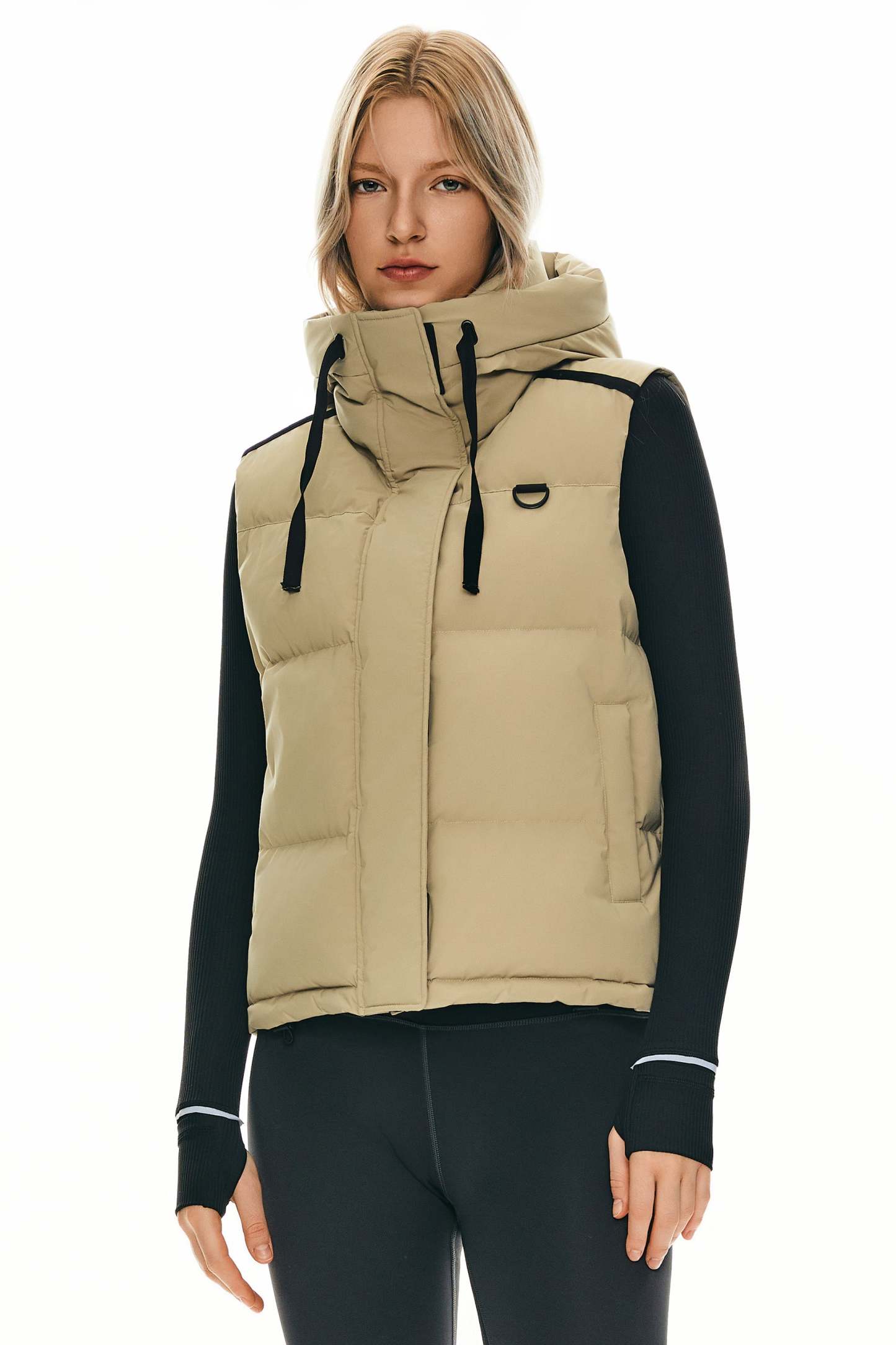 Puffer Down Vest Hooded Cropped Zip Up
