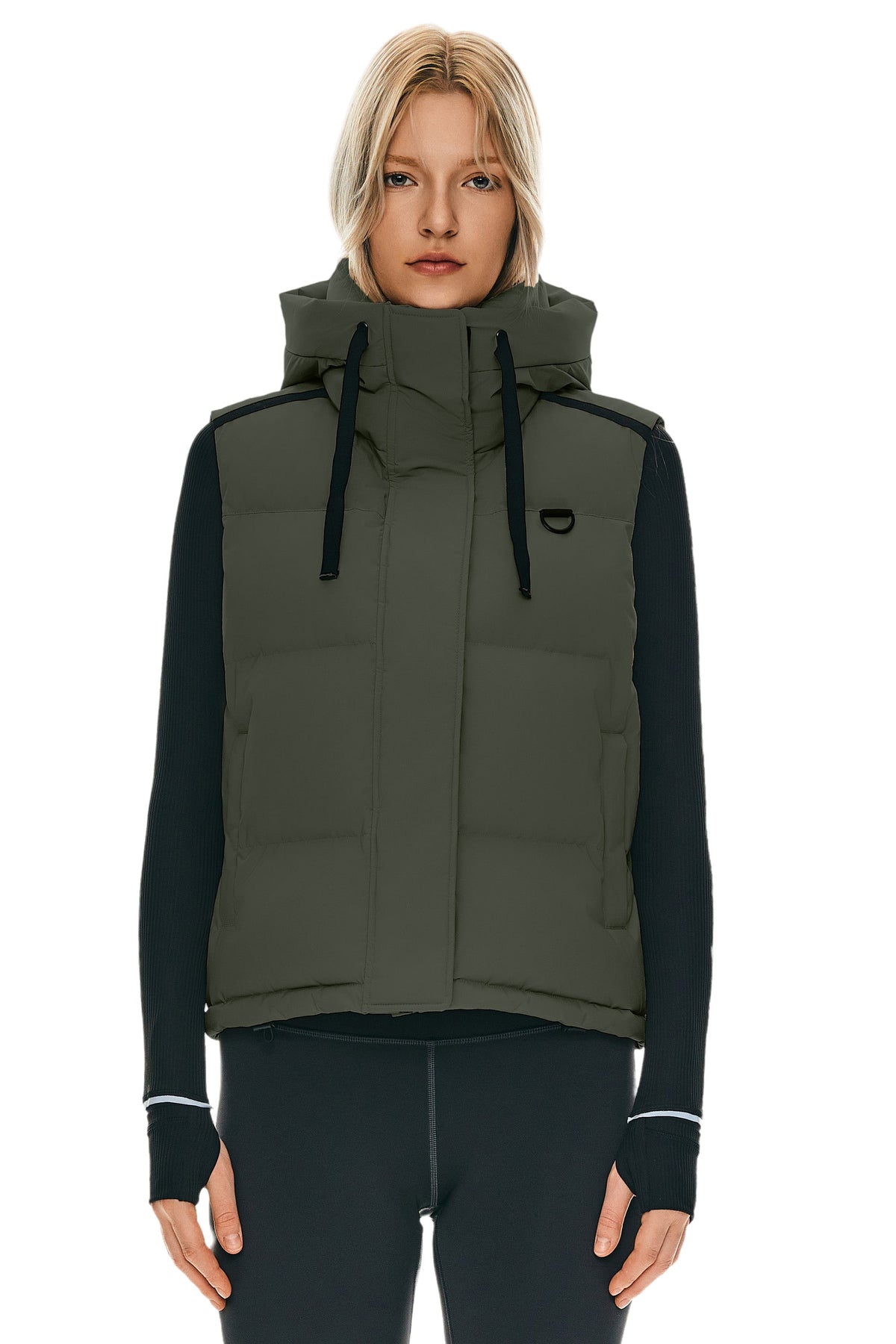 Puffer Down Vest Hooded Cropped Zip Up