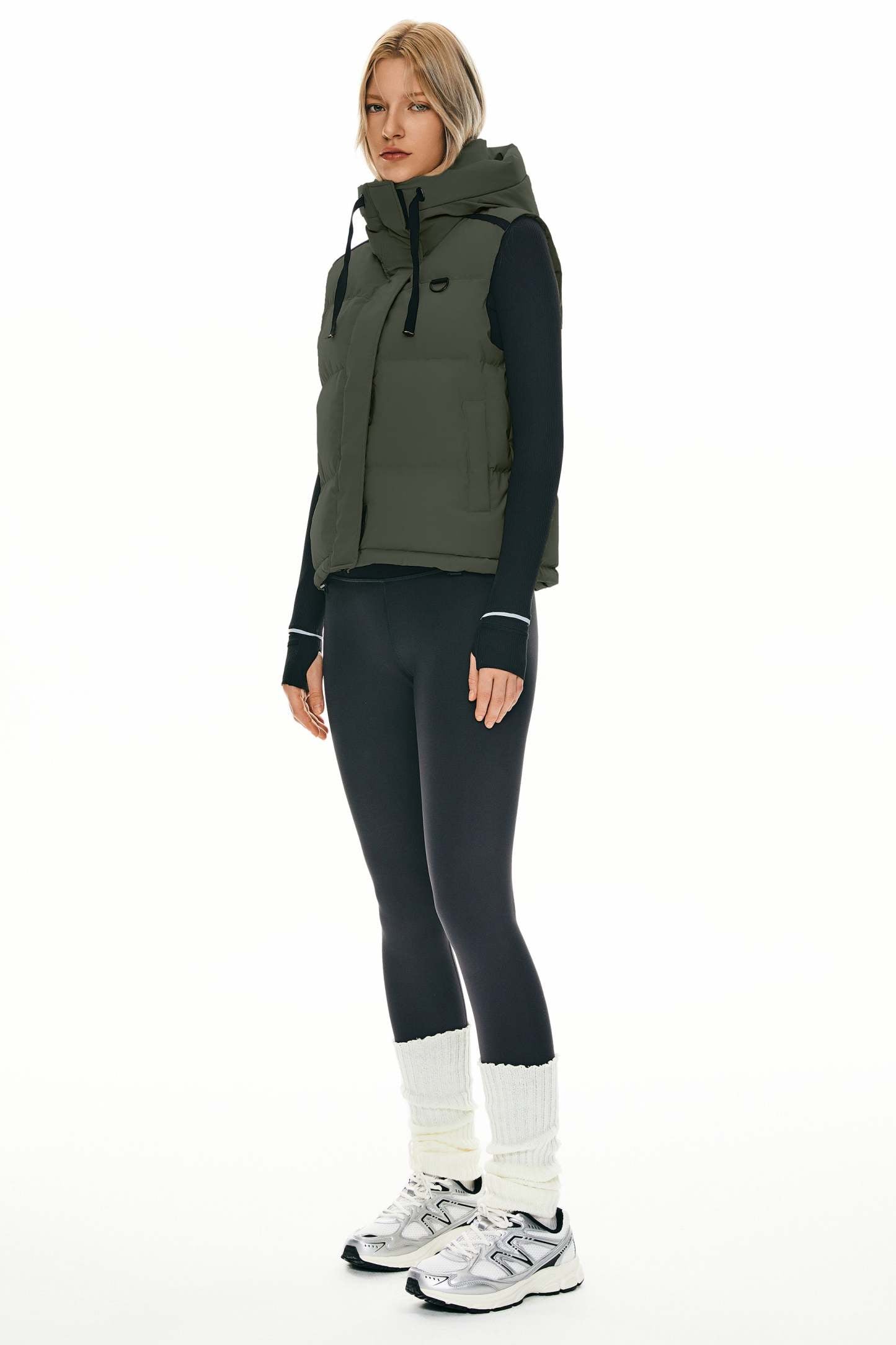 Puffer Down Vest Hooded Cropped Zip Up