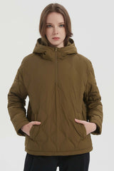 Down Puffer Jacket Half Zip Hoodies Coat