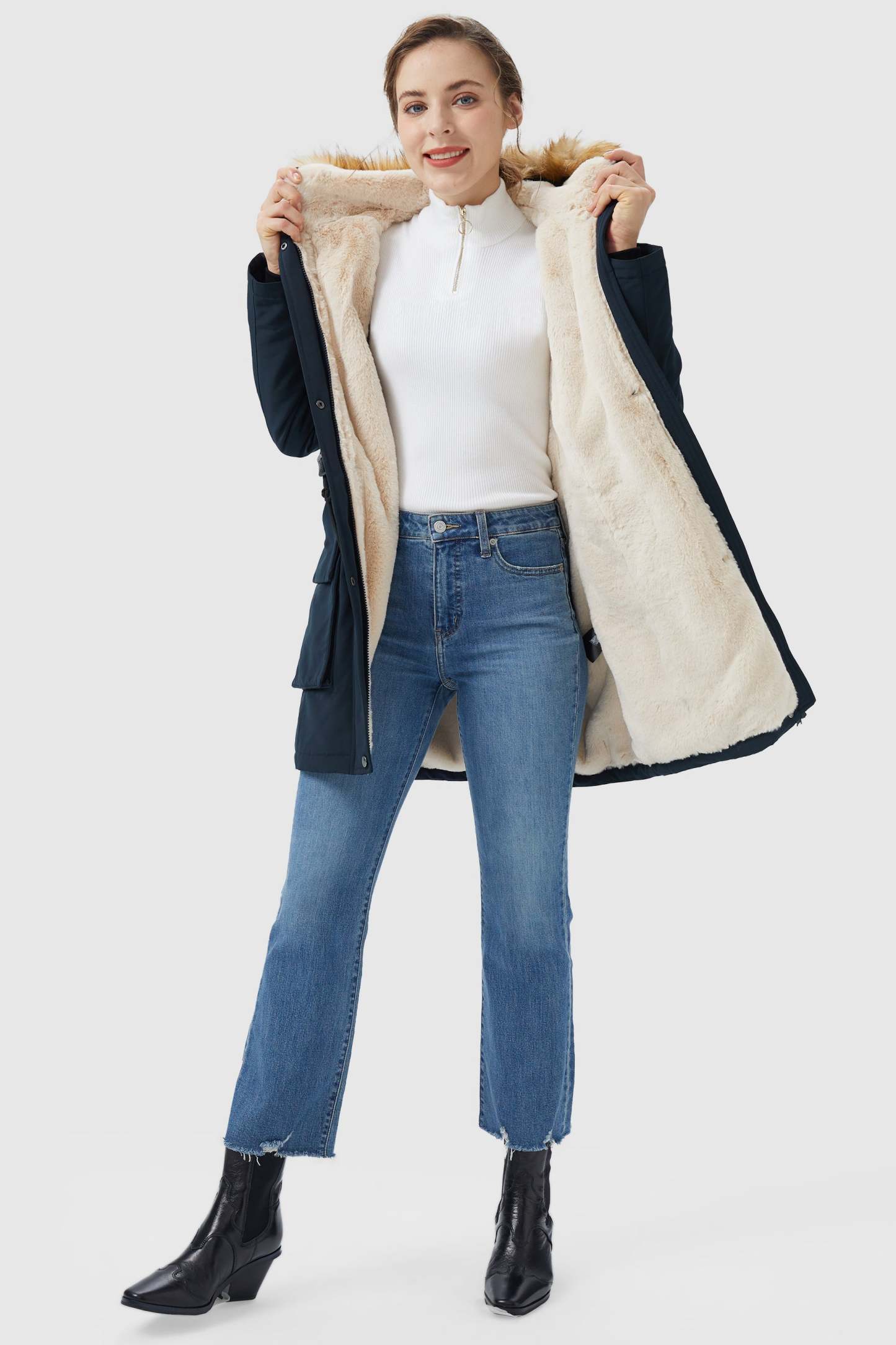 Thickened Fleece Lined Parka Jacket