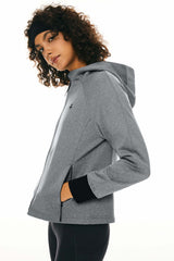Zip Up Fleece Lined Hoodie Long Sleeve Cropped Sweatshirt