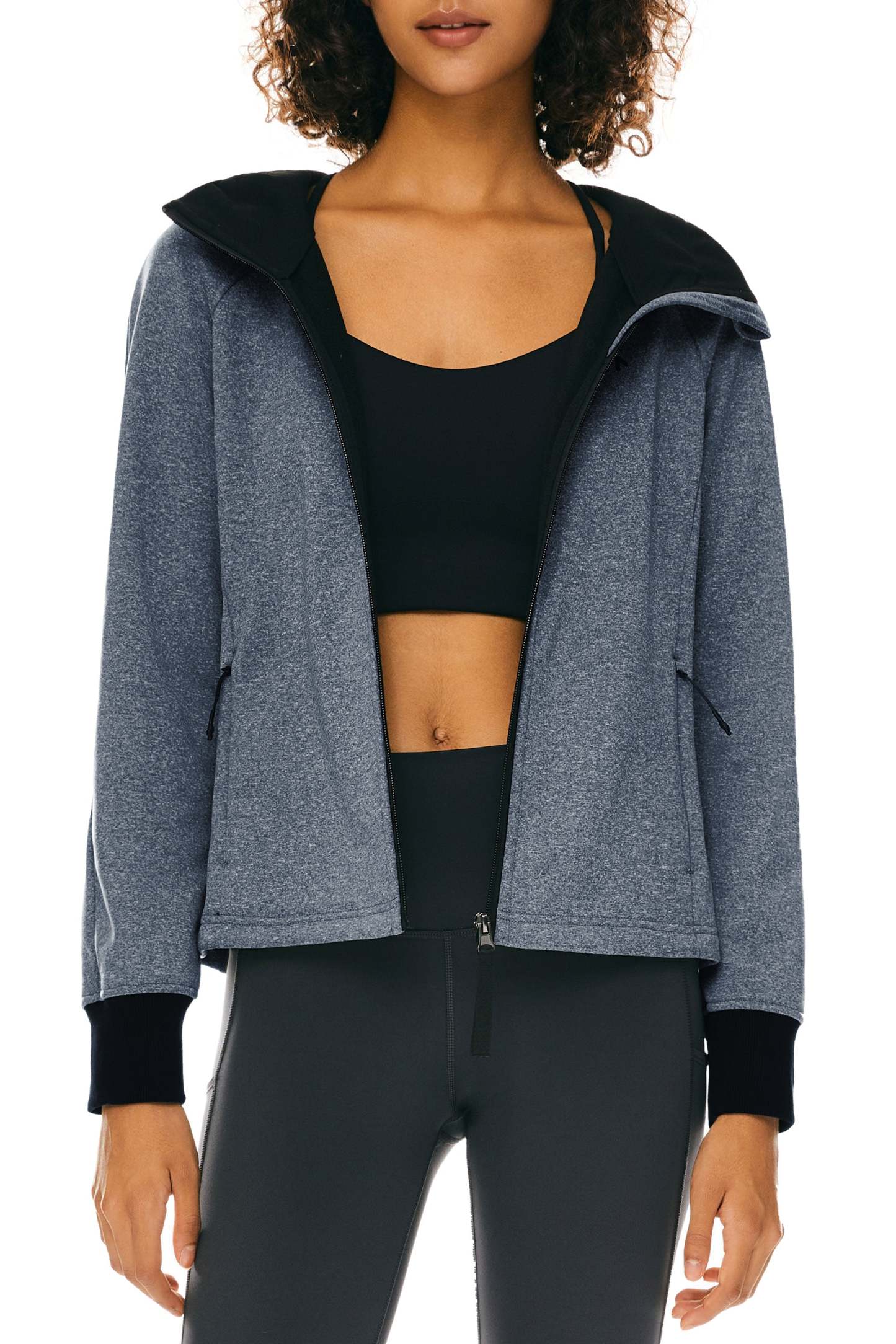 Zip Up Fleece Lined Hoodie Long Sleeve Cropped Sweatshirt