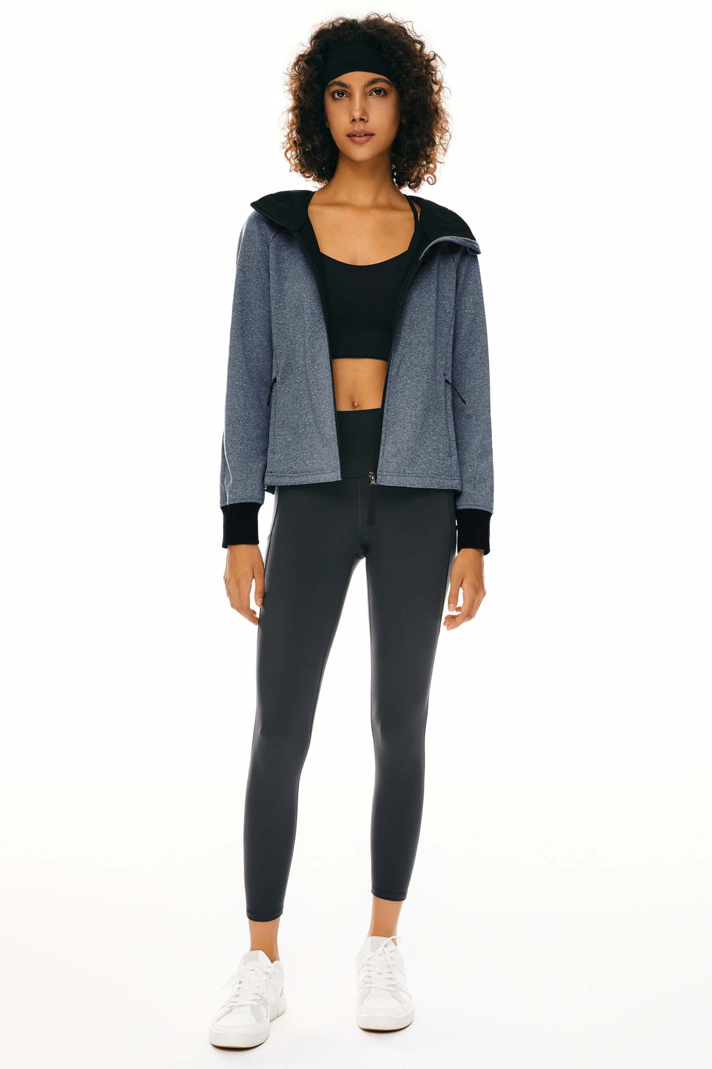 Zip Up Fleece Lined Hoodie Long Sleeve Cropped Sweatshirt