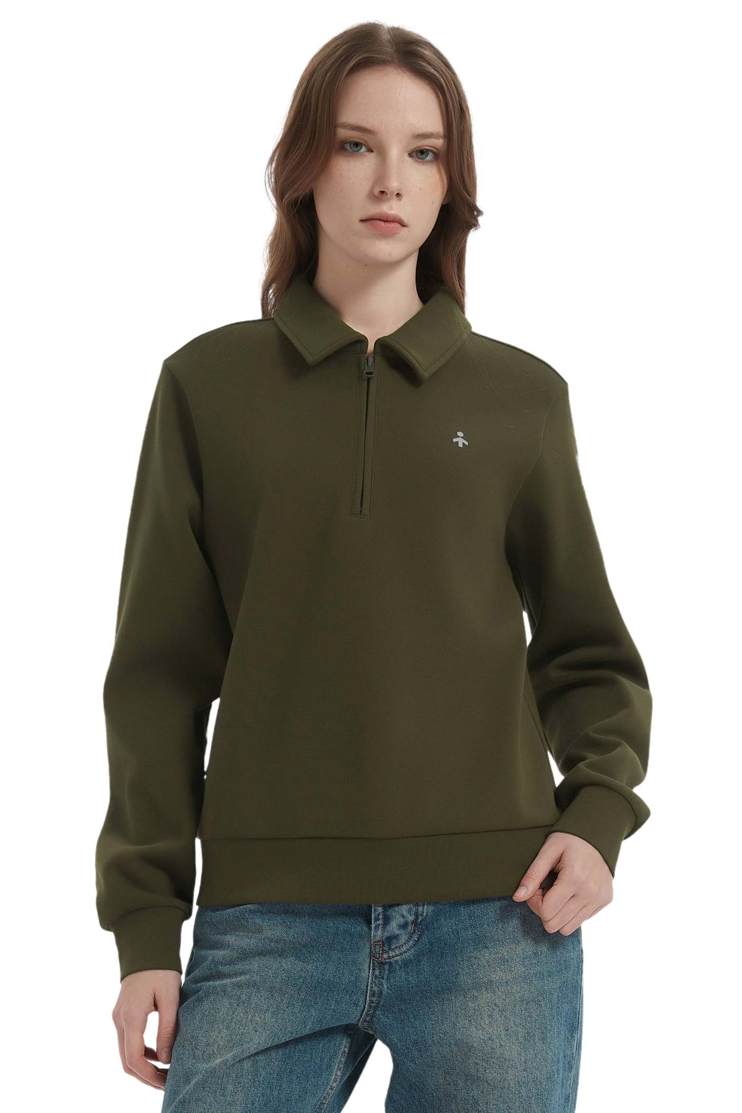 Long Sleeve Polo Sweatshirt Half Zip
