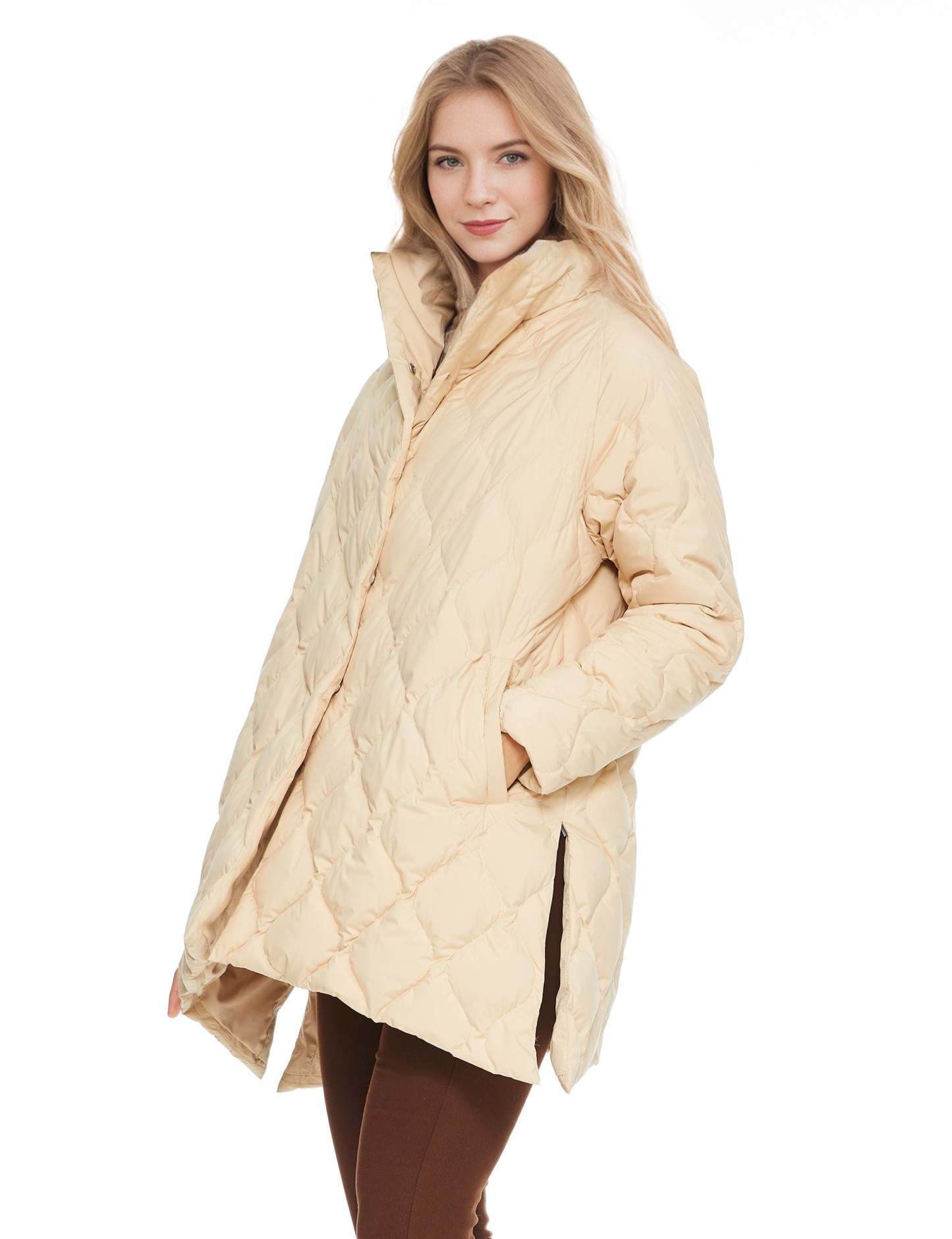 Oversized Quilted Puffer Jacket Lightweight with Pockets
