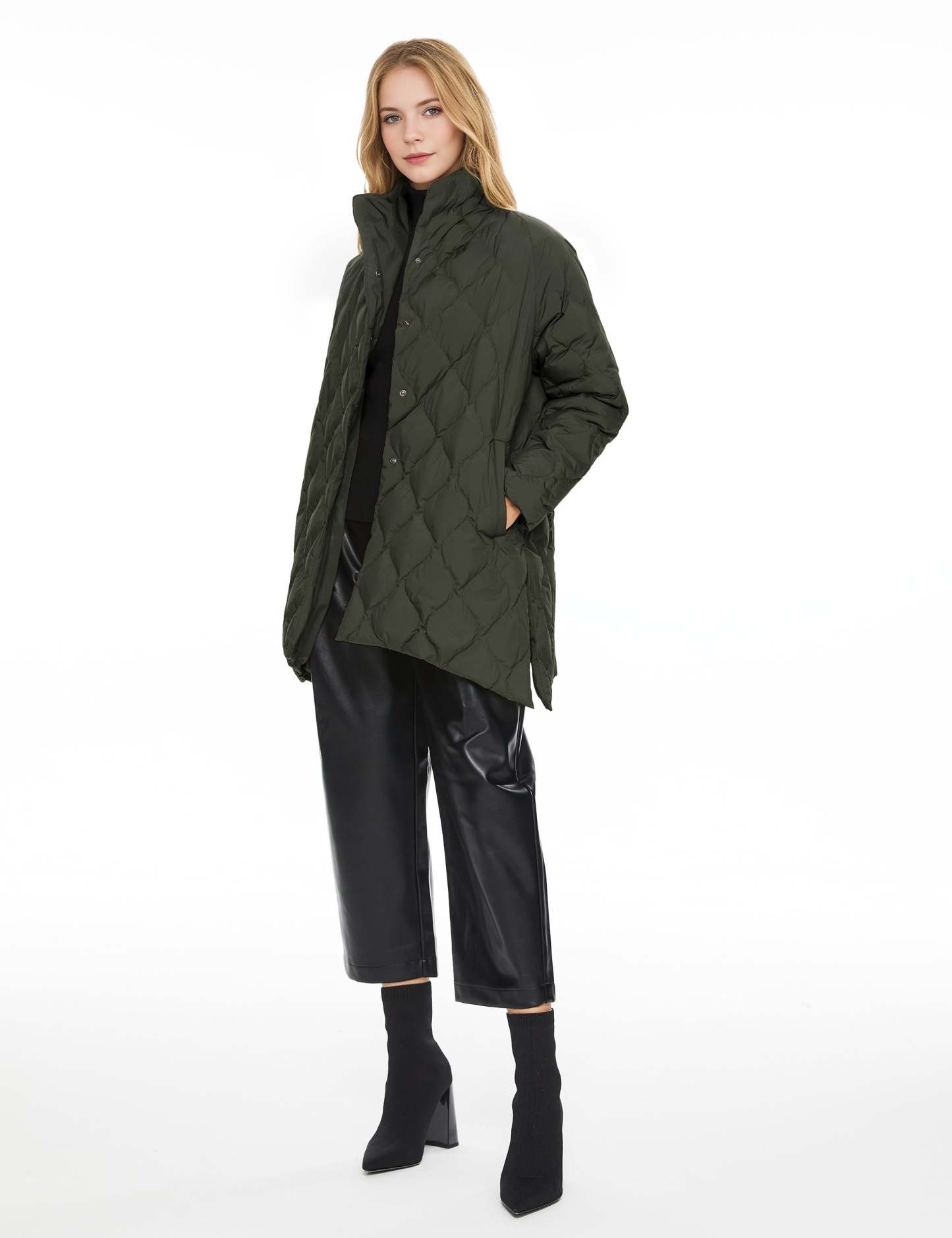 Oversized Quilted Puffer Jacket Lightweight with Pockets
