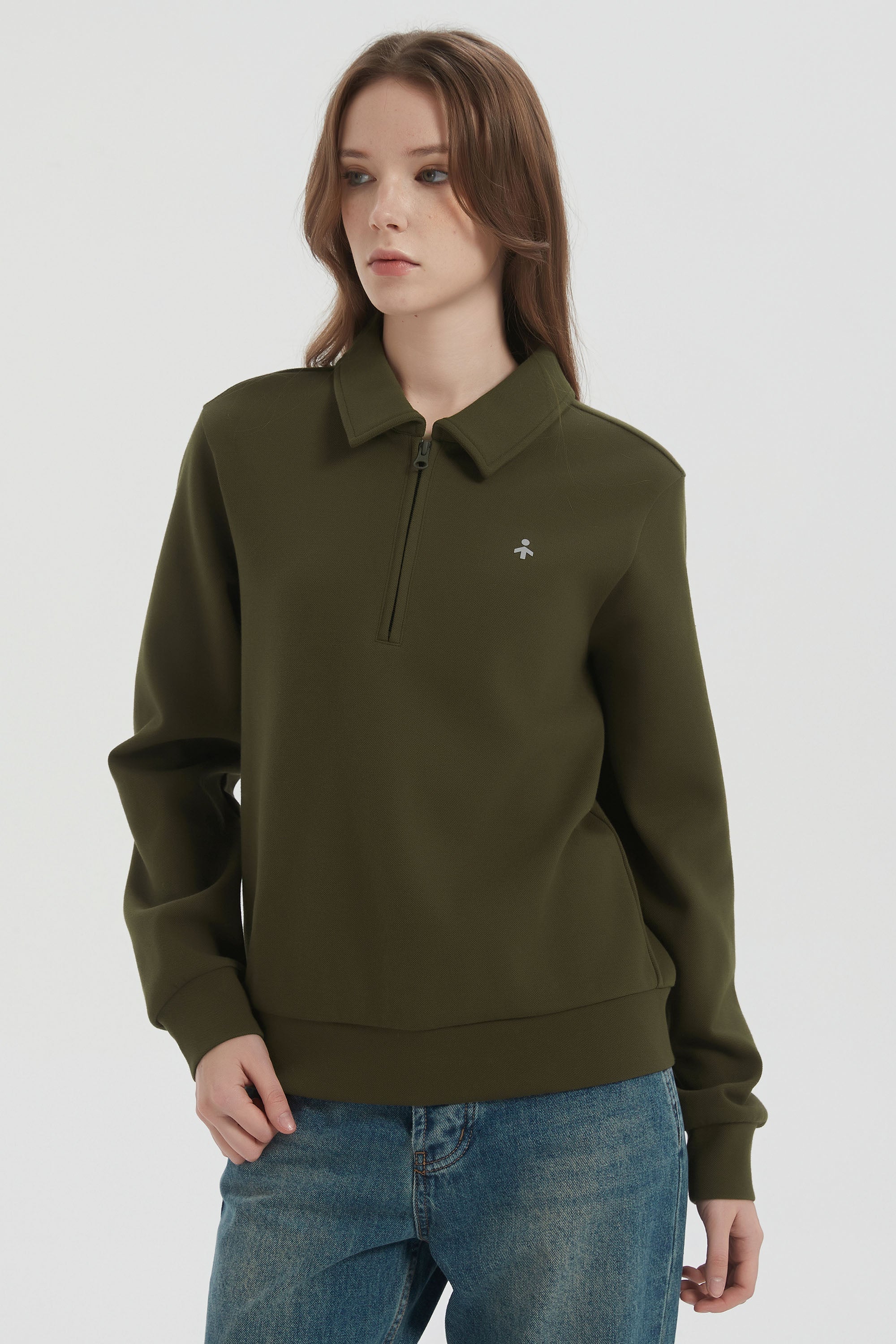 Long Sleeve Polo Sweatshirt Half Zip