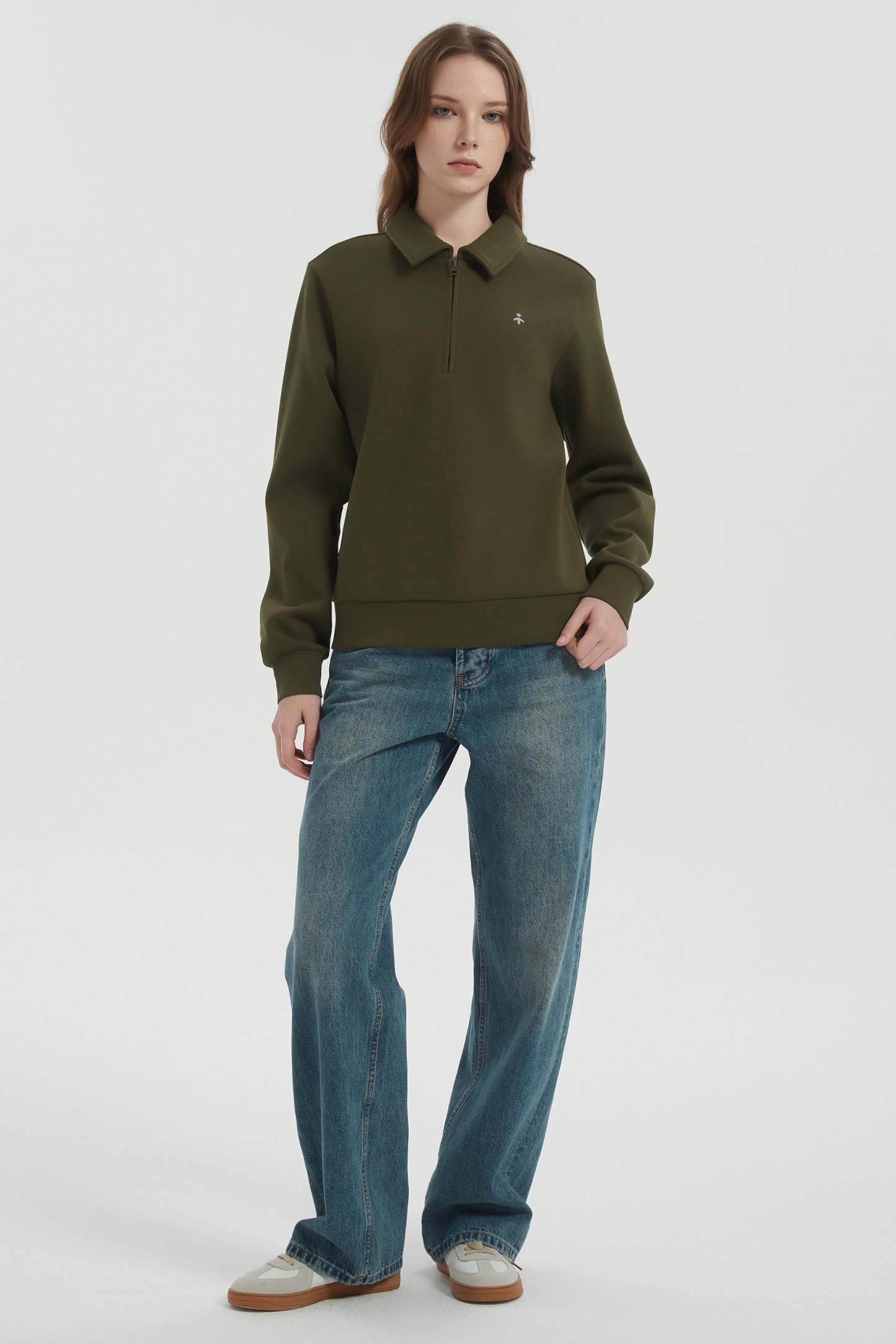 Long Sleeve Polo Sweatshirt Half Zip