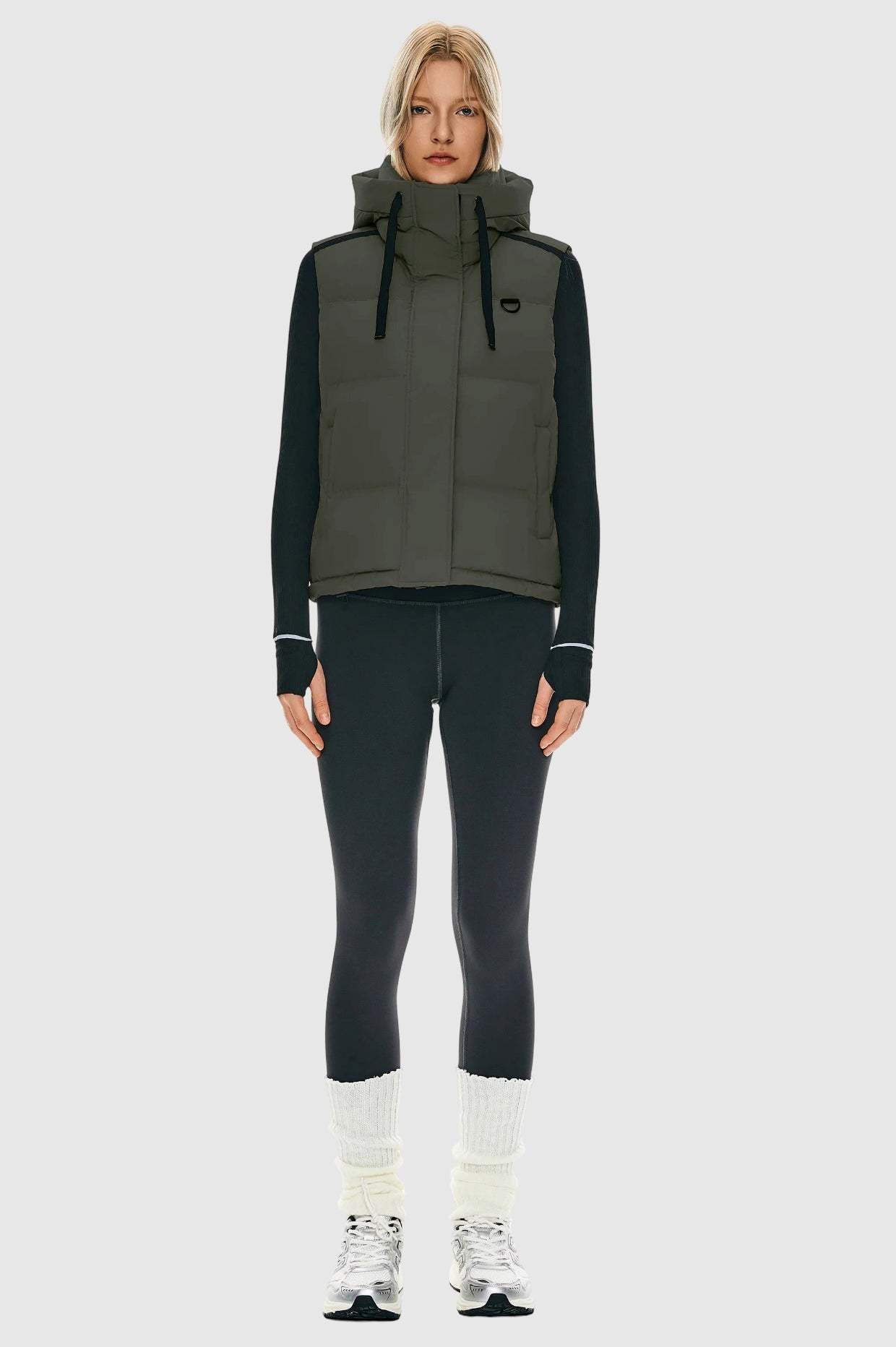 Puffer Down Vest Hooded Cropped Zip Up