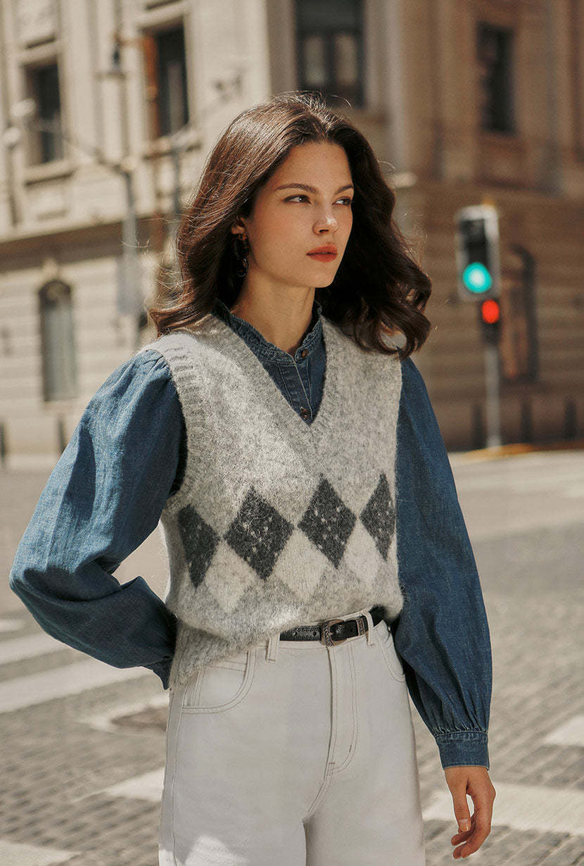 Danica Knitted Alpaca Vest - Gray