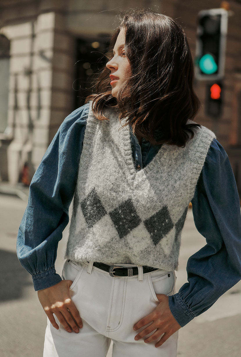 Danica Knitted Alpaca Vest - Gray