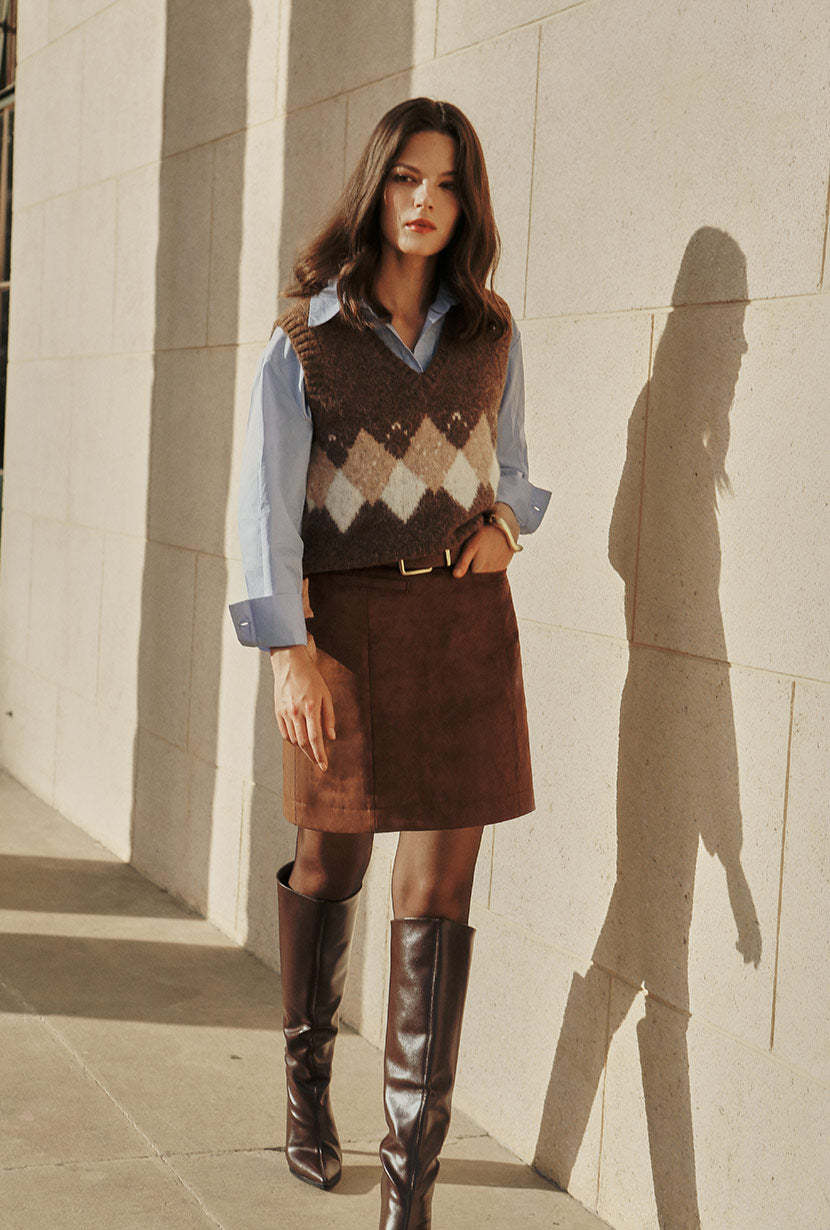 Danica Knitted Alpaca Vest - Brown