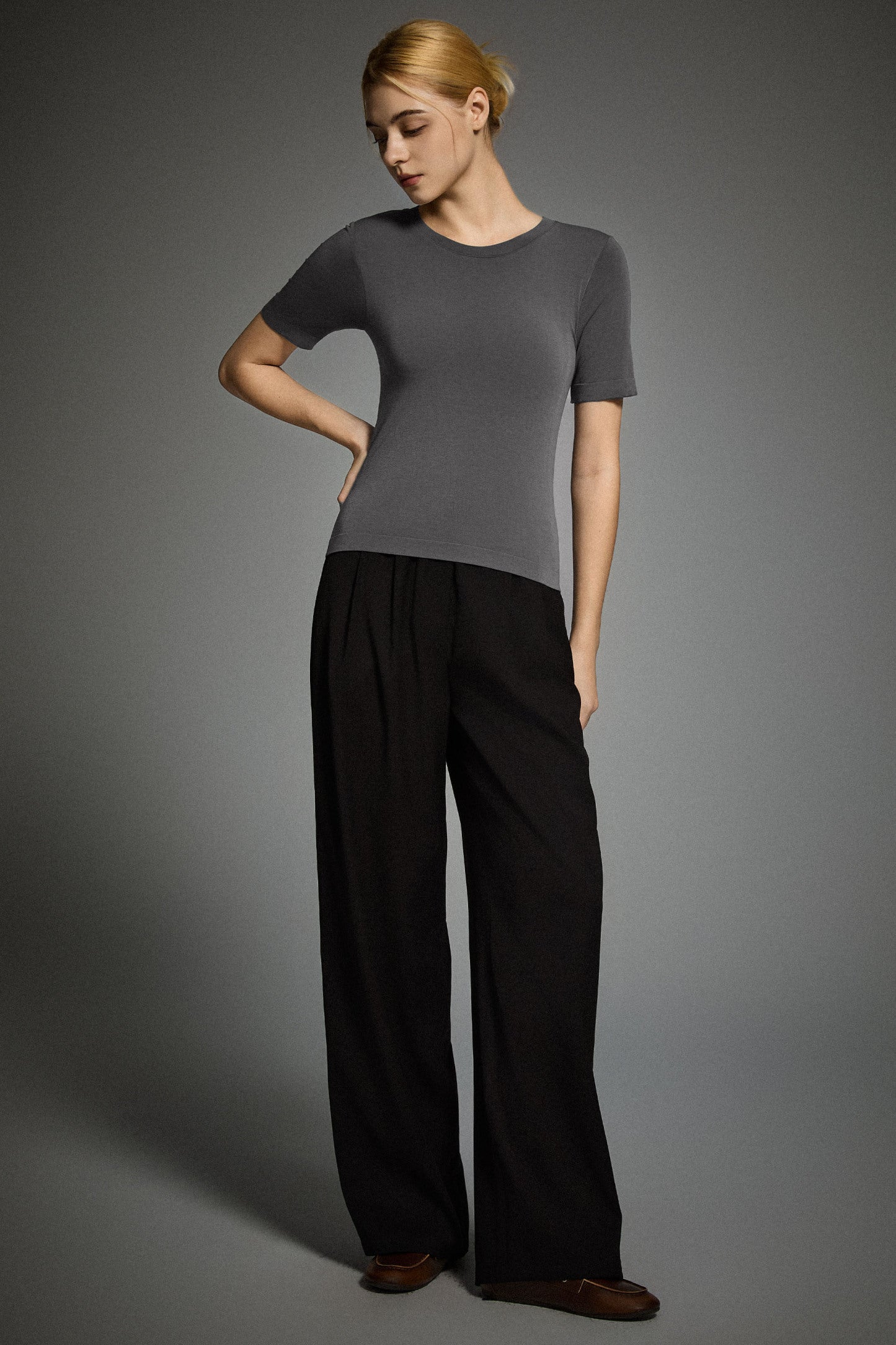 Short-Sleeve Padded Knit Crew T-Shirt