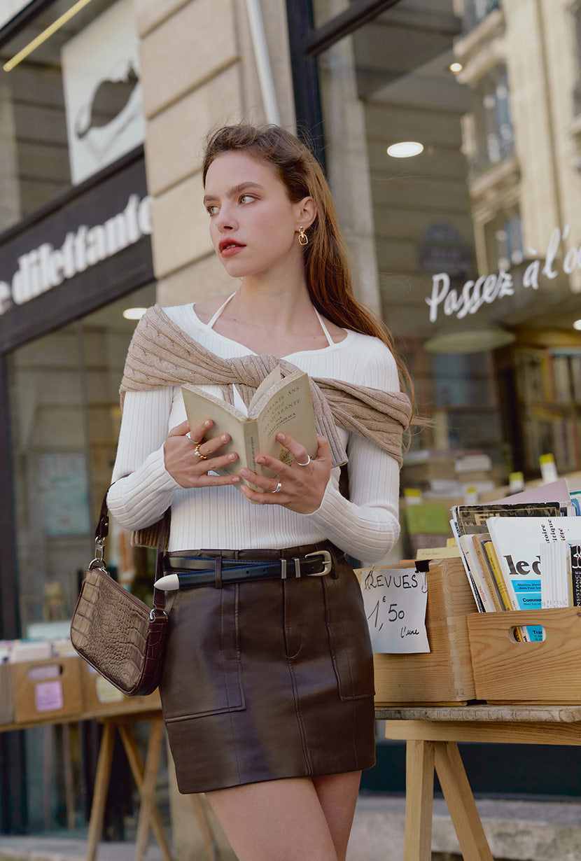 Viola Vegan Leather Belt with Chunky Buckle