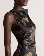 Quince Women's Washable Stretch Silk High Neck Midi Dress