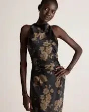 Quince Women's Washable Stretch Silk High Neck Midi Dress