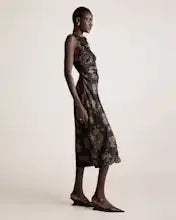 Quince Women's Washable Stretch Silk High Neck Midi Dress