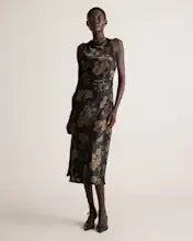 Quince Women's Washable Stretch Silk High Neck Midi Dress