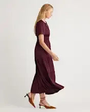 Washable Stretch Silk Tiered Maxi Dress
