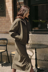 Ashley Oversized Suede Jacket - Kahki Green