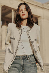 Charmaine Oversized Wool Tweed Coat - Ivory