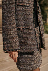 Charmaine Oversized Wool Tweed Coat - Charcoal