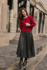 Carmina Wool Cardigan - Red