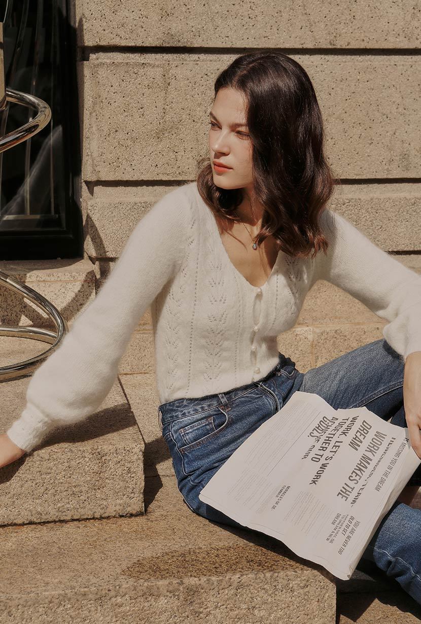 Carissa Mohair Cardigan - Ivory