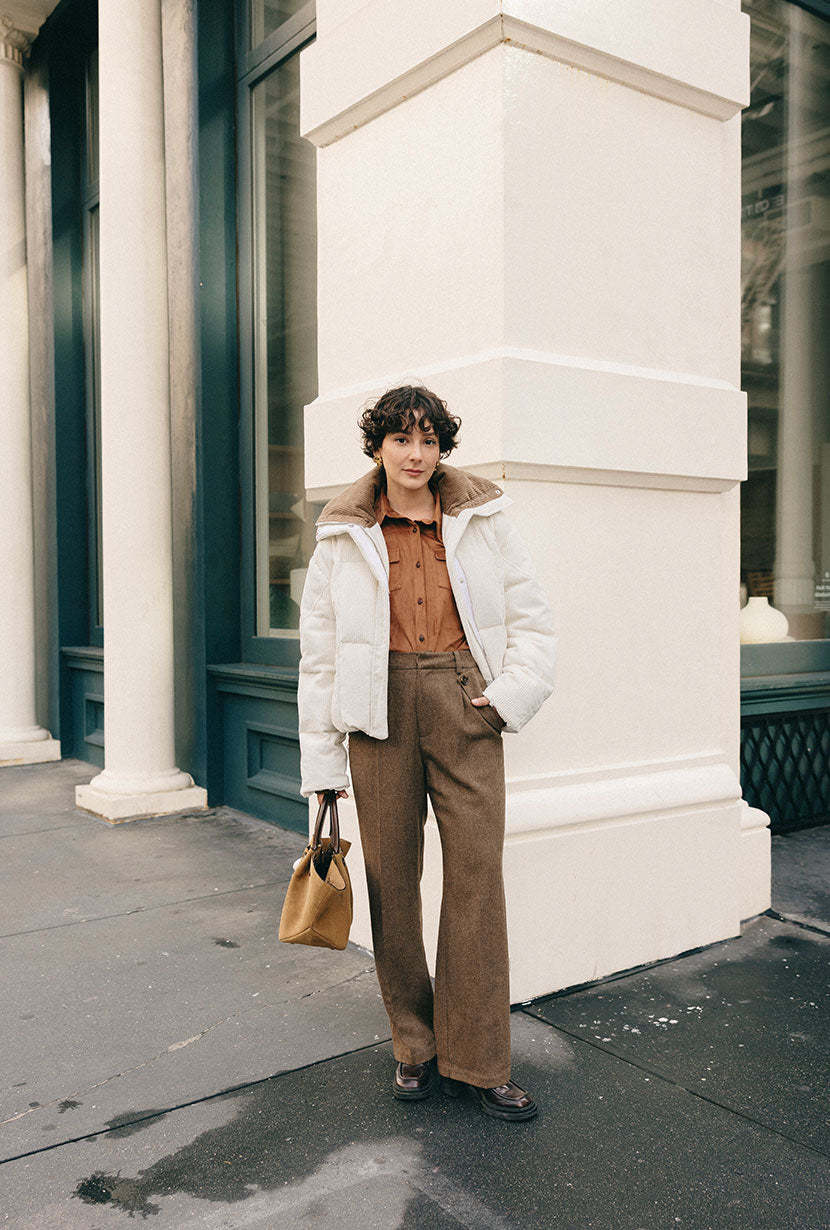 Carter Corduroy Down Jacket - Ivory