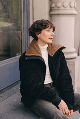 Carter Corduroy Down Jacket - Black