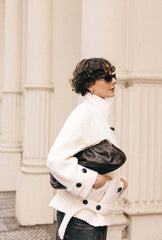 Cole Oversized Wool Short Coat - Ivory