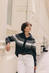 Cohen Fair Isle Wool Cardigan - Charcoal