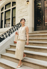 Teigan Linen Pencil Skirt - Oat