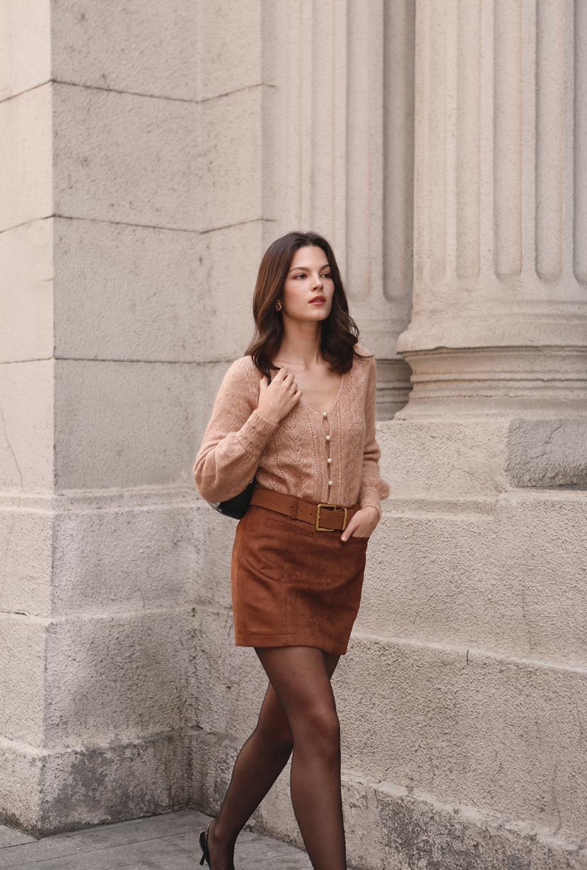 Ashton Mini Suede Skirt - Caramel