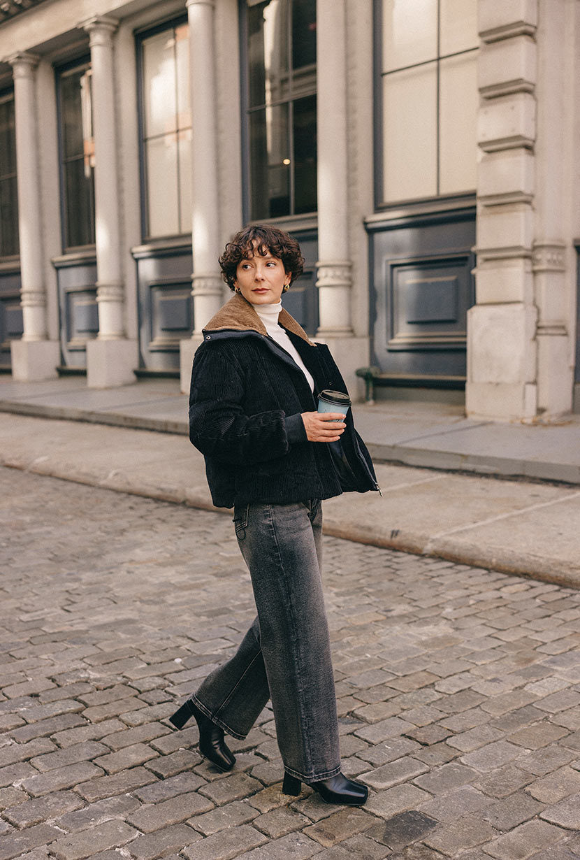 Cayden Mid Rise Straight Leg Jeans - Charcoal