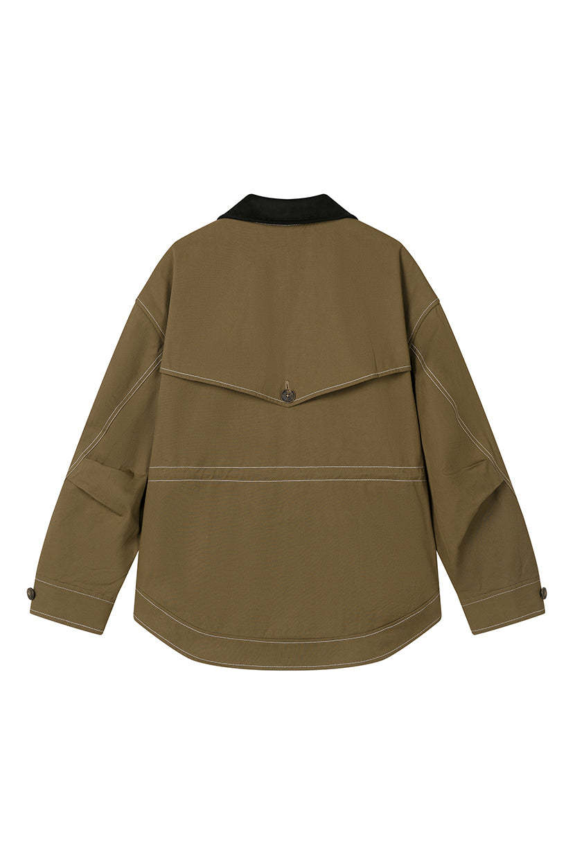 Bryce Cotton Barn Jacket - Olive Brown
