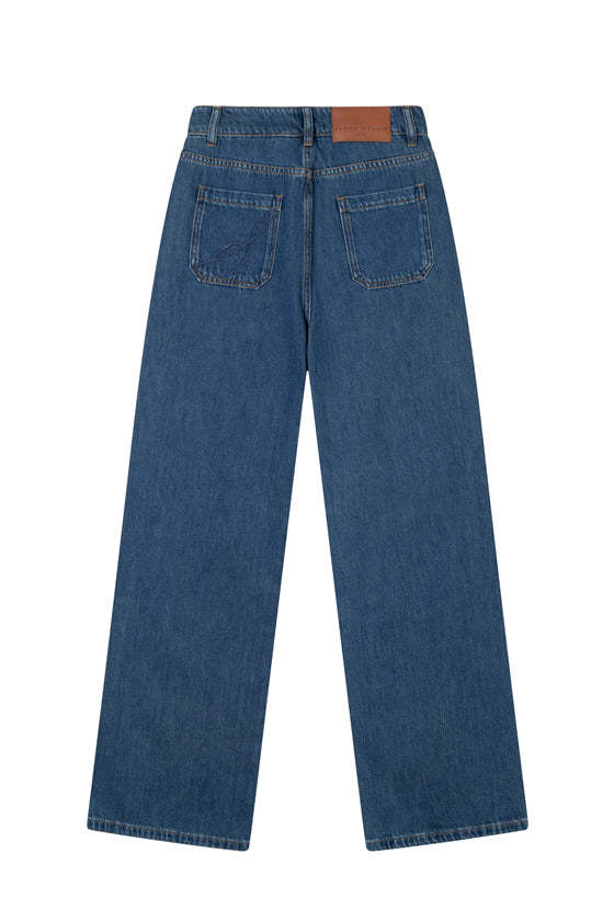 Odilia Mid Rise Straight Leg Jeans - Mid Indigo