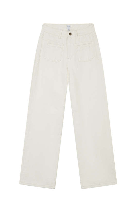 Odilia Mid Rise Straight Leg Jeans - Cream