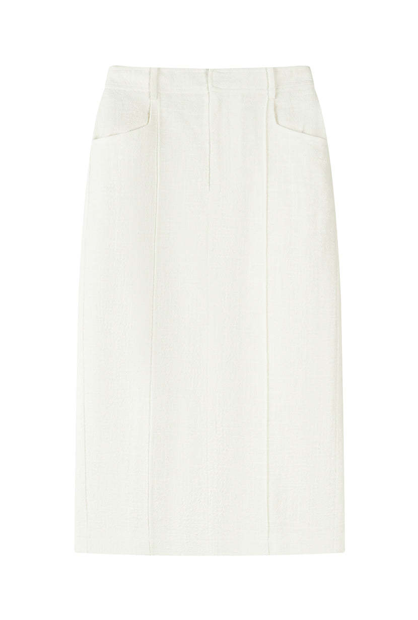 Teigan Linen Pencil Skirt - White