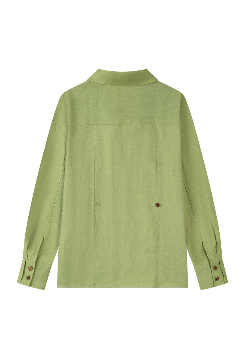 Benoite Linen Shirt - Olive Green