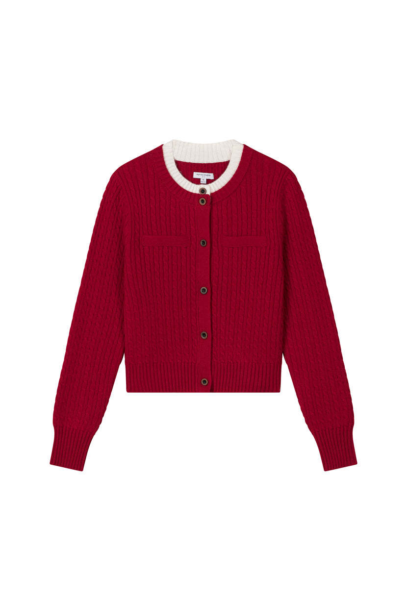Carmina Wool Cardigan - Red