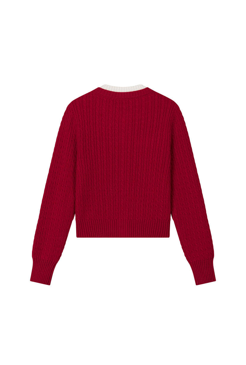 Carmina Wool Cardigan - Red