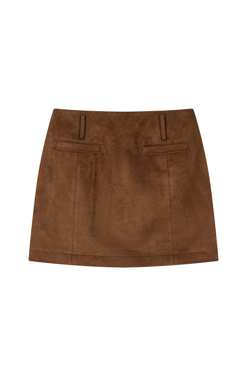 Ashton Mini Suede Skirt - Caramel