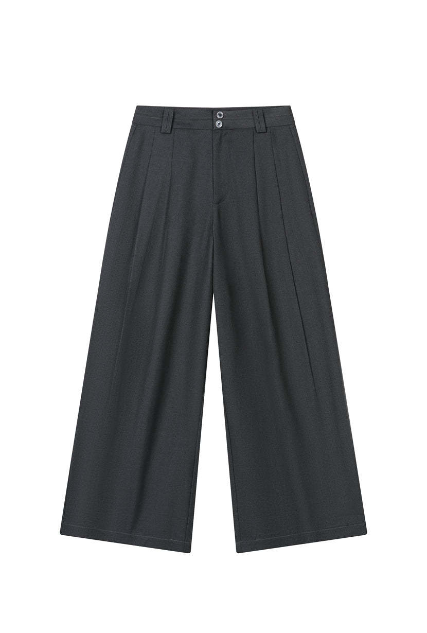 Carlo Wool Blend Wide Pants - Grey