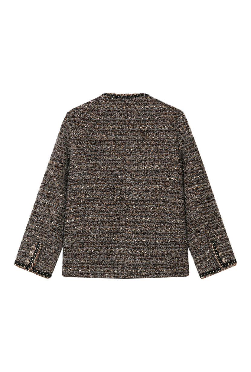 Charmaine Oversized Wool Tweed Coat - Charcoal