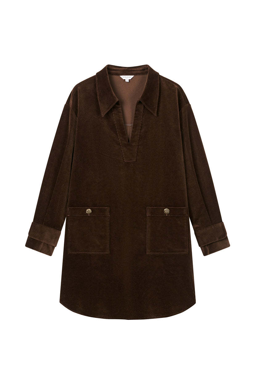 Abby Corduroy Dress - Brown