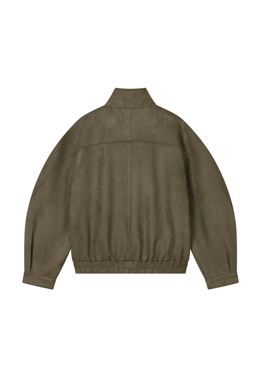Ashley Oversized Suede Jacket - Kahki Green
