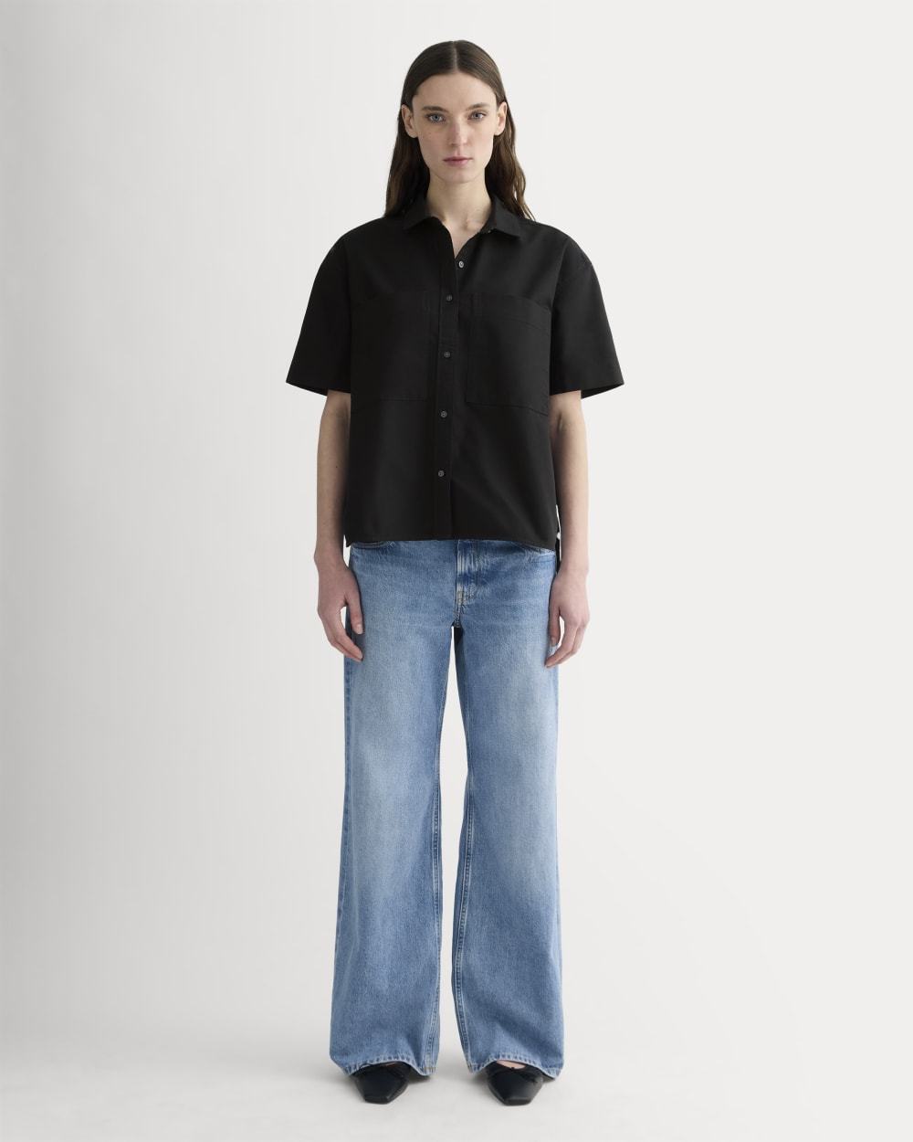 The Short-Sleeve Boxy Oxford | Black